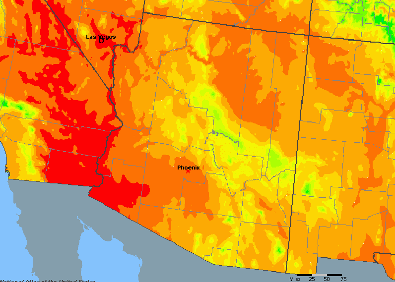 The State of Arizona Yearly Average Precipitation