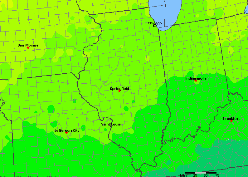 The State of Illinois Yearly Average Precipitation