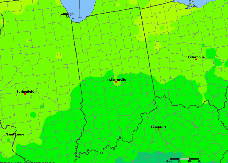 The State of Indiana Yearly Average Precipitation