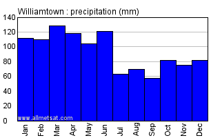 Williamtown Australia Annual Precipitation Graph