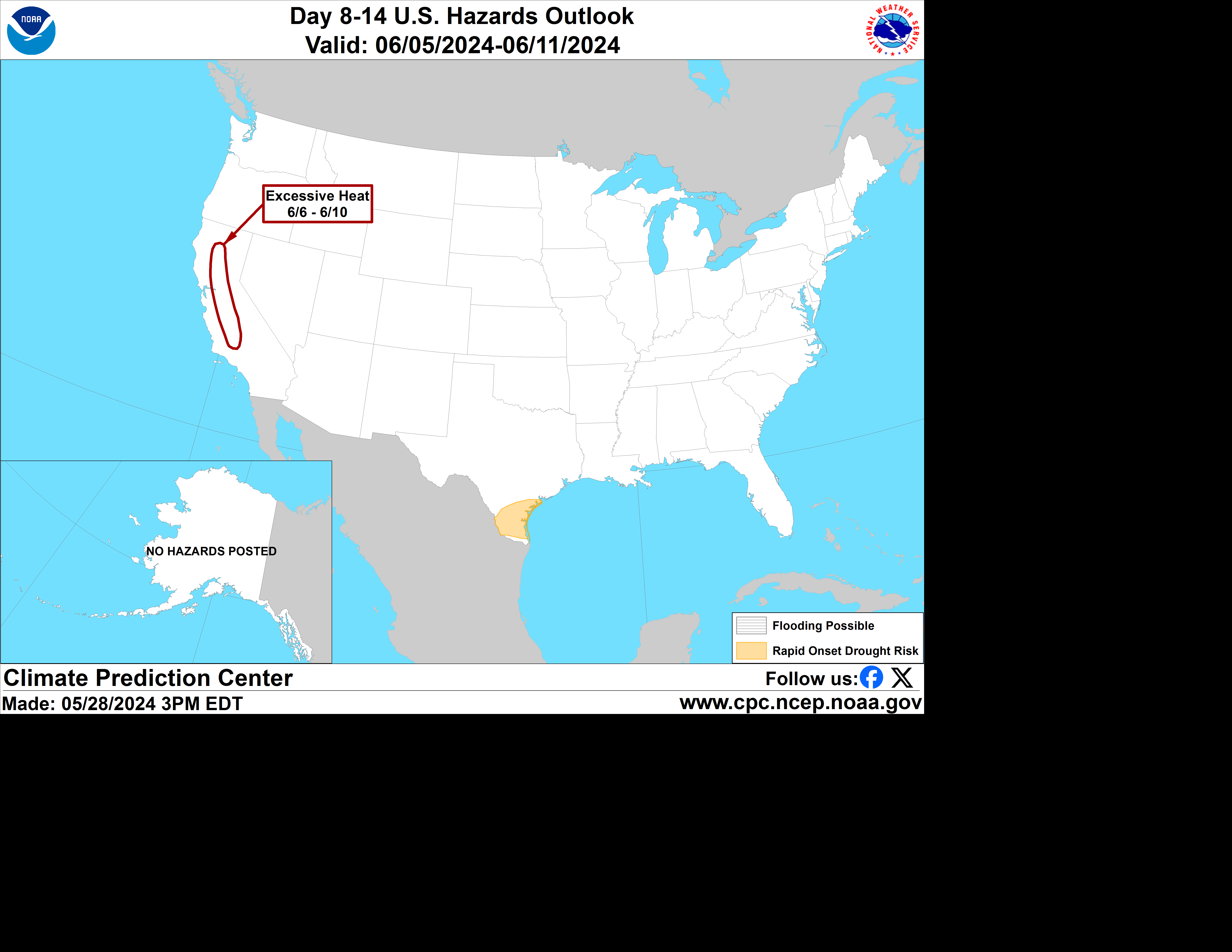 United States 8-14 Day Hazards Outlook Map